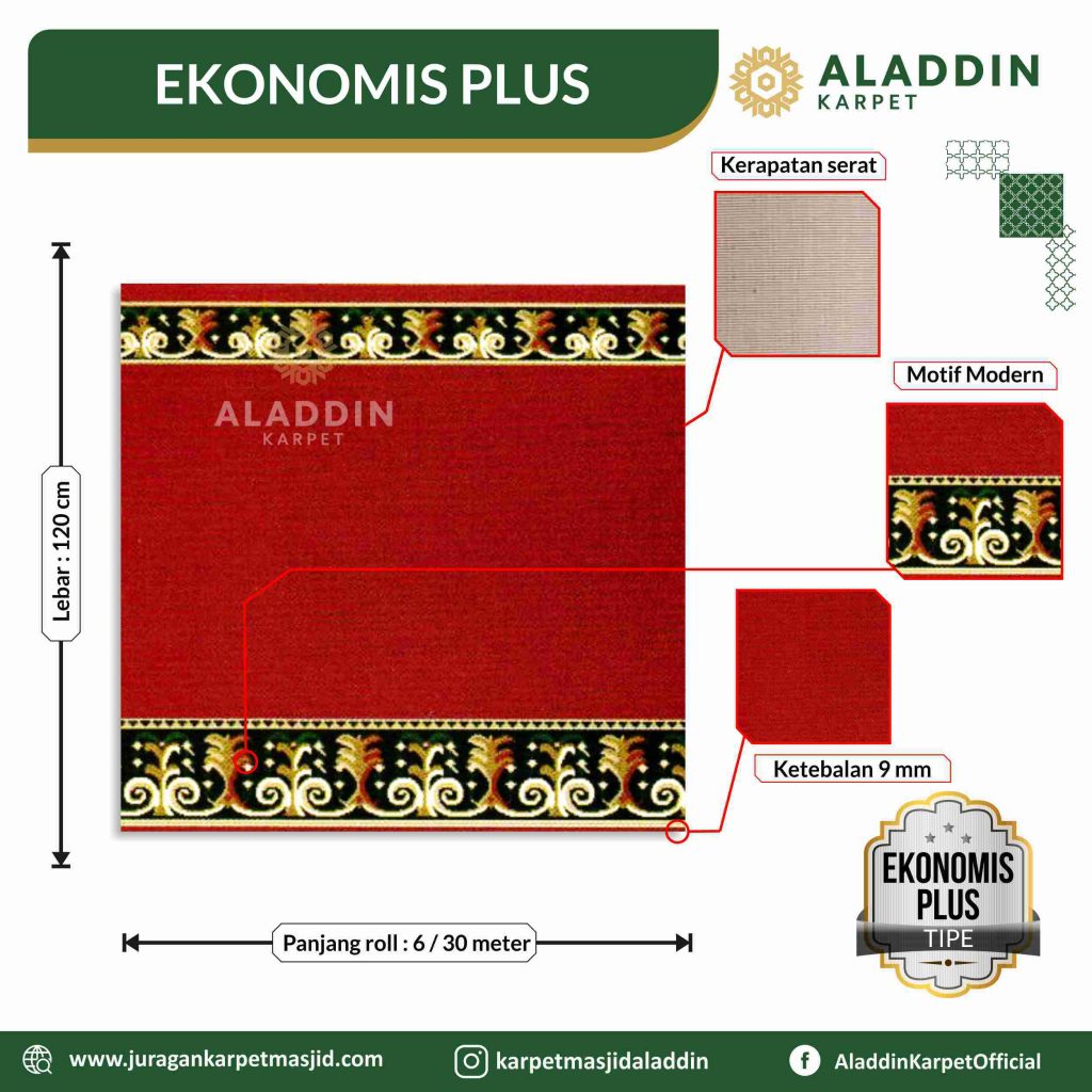 karpet masjid ekonomis merah polos motif palem