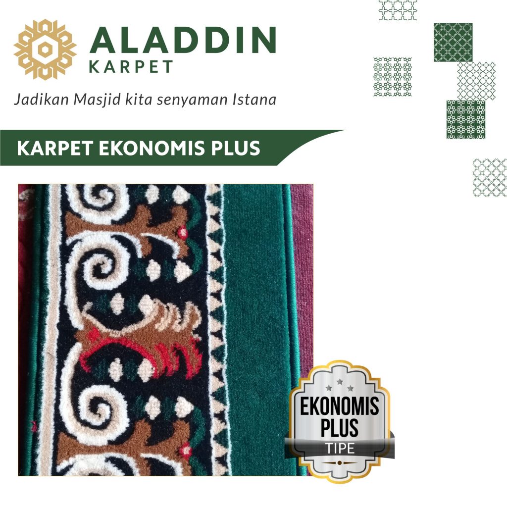 karpet masjid ekonomis plus hijau polos motif palem
