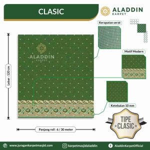 karpet masjid clasic hijau bintik motif modern