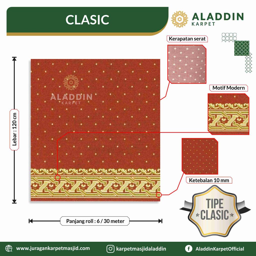 karpet masjid clasic merah bintik motif modern