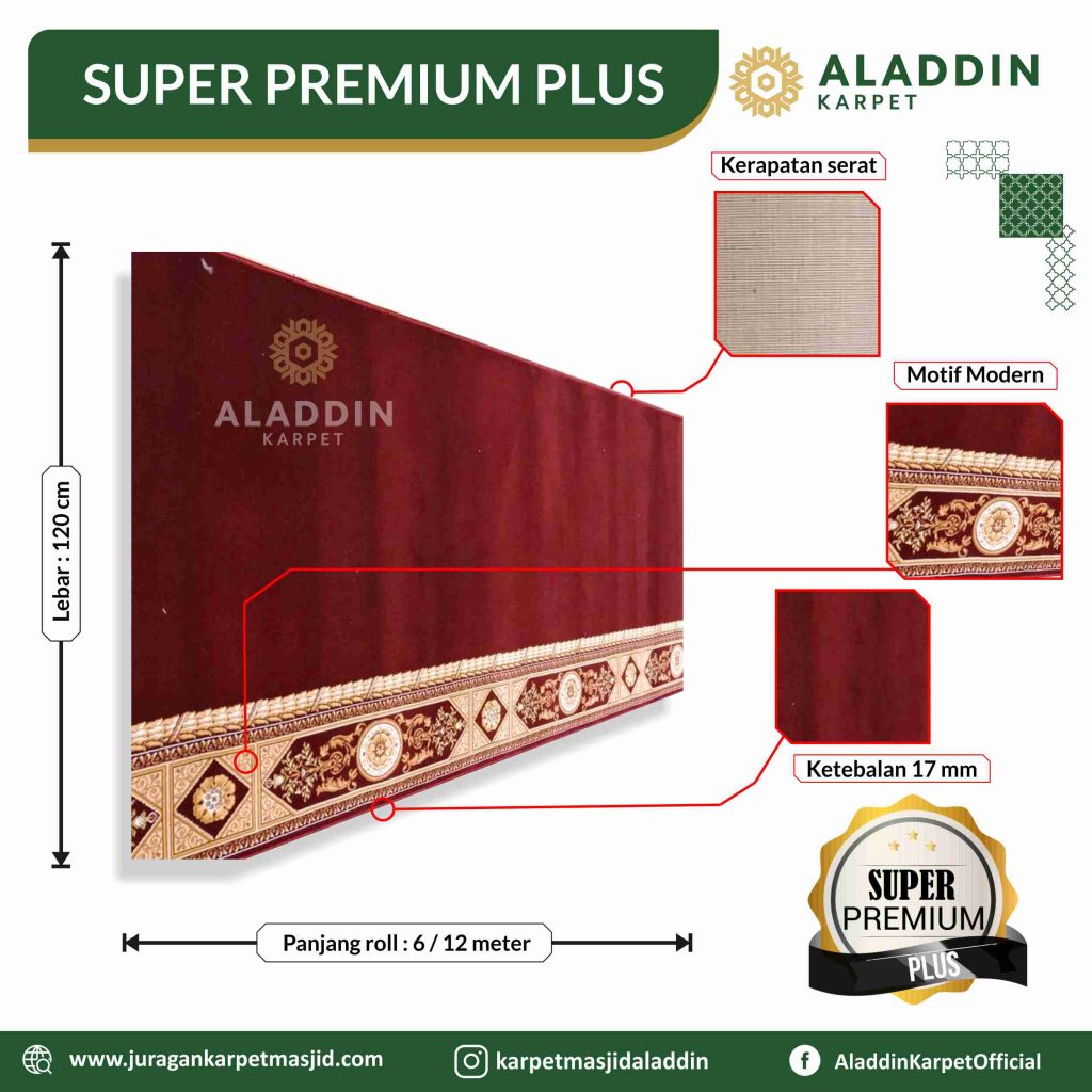 karpet masjid super premium plus merah polos motif modern